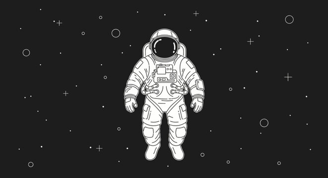 Astronaut in Space Suit Floating Alone.