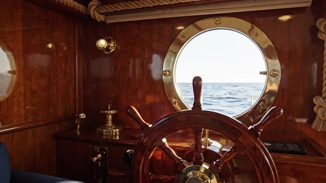 Video Tour of Vintage Ship Cabin Helm at Sea.