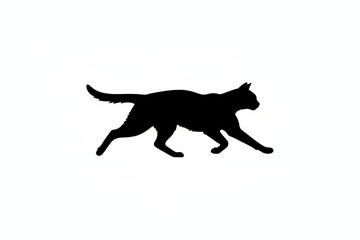Obraz premium Silhouette Cat: A sleek black cat strides purposefully, captured in a striking silhouette, its form a testament to feline grace and agility. 