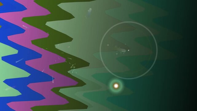 Abstract Motion Patterns Creating Colorful Zigzag Waves in Dim Studio Setting