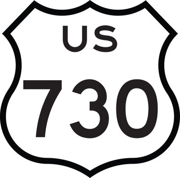 US Route 730 Highway Cutout Road Shield Badge Number System Design Emblem Vector