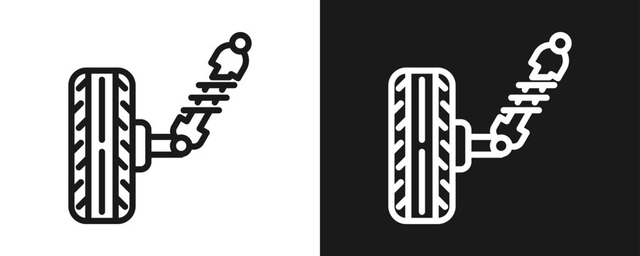 Car Suspension Icon Set Outline In White And Black Background