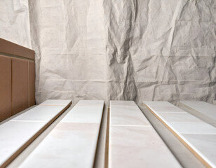 Neutral Tiled Surface on Raw Canvas Background for Interior Design Applications