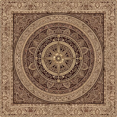 Obraz premium Ornate Compass Rose Mandala with Intricate Patterns