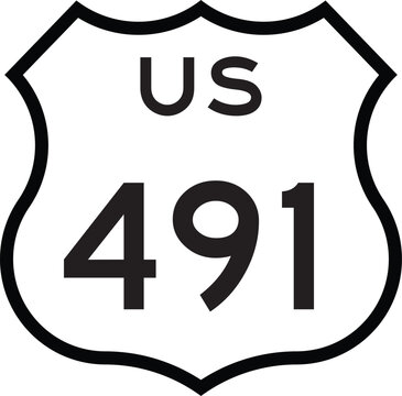 US Route 491 Highway Cutout Road Shield Badge Number System Design Emblem Vector