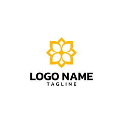 Abstract geometric flower logo design template minimal vector yellow star