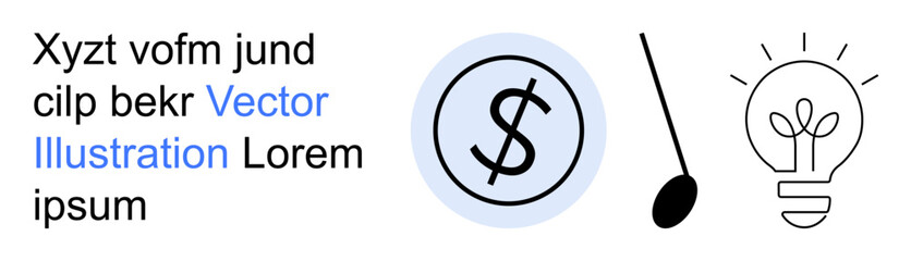 Finance, creativity, innovation, business solutions, entrepreneurship, ideas. Dollar sign symbol in a circle, light bulb and straight line. Finance and creativity concepts © robu_s