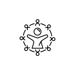 Community care symbol with people connecting in a circle  