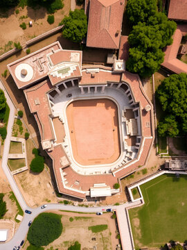 Aerial view of Baths of Caracalla located in Rome, Italy. They were important thermae and public baths of ancient Rome and today they are a visitable monument.