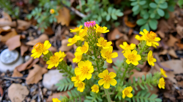 Autumn shot of Euphorbia cyparissias - cypress spurge