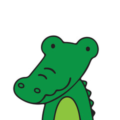 Fototapeta premium Smiling cartoon alligator with green scales and happy face