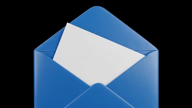 Blue open envelope icon with white mail inside on dark background.