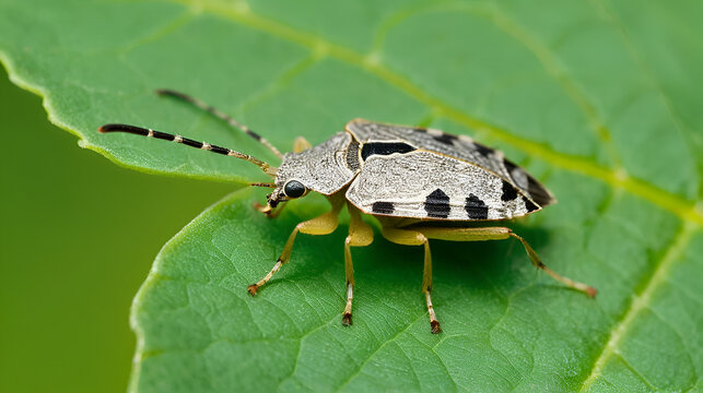 stinkbug on green leaf