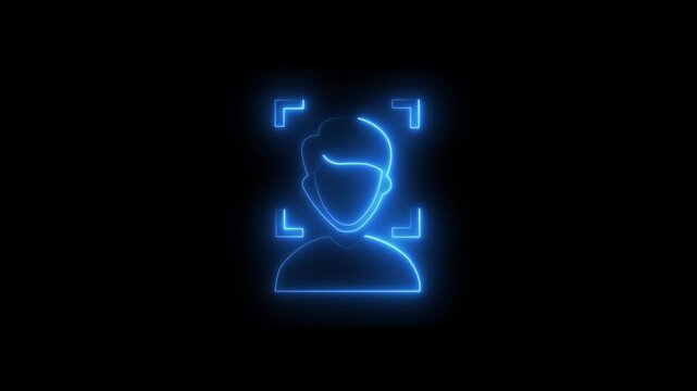 Neon Man scanner icon animation. animated barcode or QR code scanner, QR code scanner animation, scanner icon animation isolated scanner neon shine icon.4k animation isolated