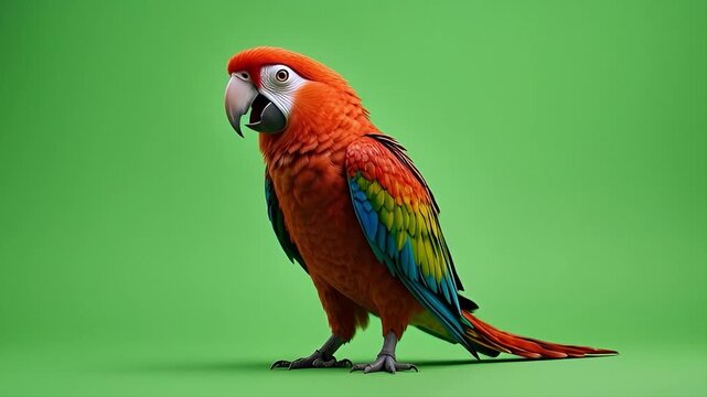 Parrot on Green Screen Background &ndash; Seamless Loop Video 4K