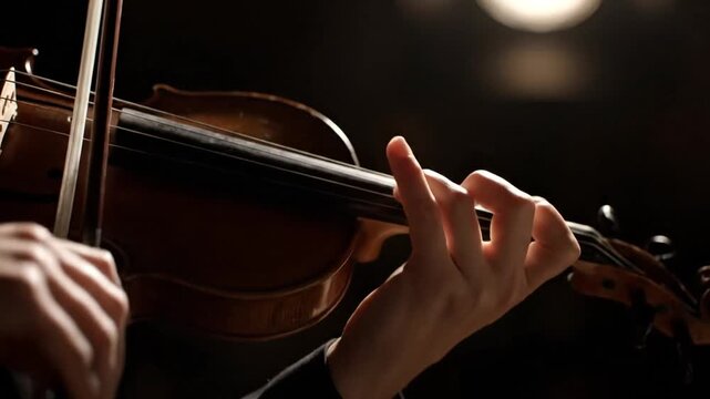 Emotional Performance, Violinist, Concert Hall, Photography, Dramatic Lighting, Close-up, Artistic Expression