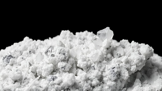 Macro stone Stilbite mineral on white black close up