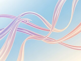 Graceful flowing ribbons with soft pastel colors on a dreamy background