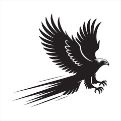 Obraz premium Majestic eagle landing silhouette with stylized motion trails and wide wingspan for premium branding