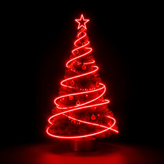 christmas tree with red ribbon background