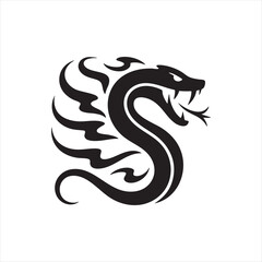 Obraz premium Serpent snake letter S logo vector illustration with flame patterns and aggressive reptile head for modern branding