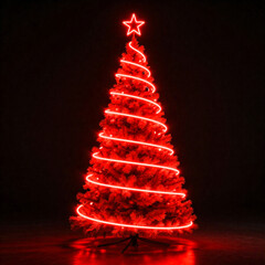 christmas tree with red ribbon background