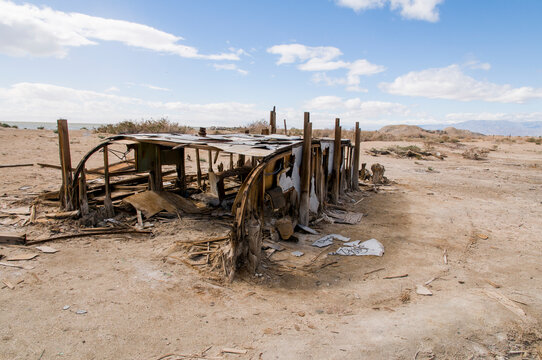 USA, California, Salton Sea, Bombay Beach.  Abandoned seaside resort town.