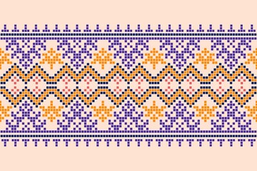 Traditional Ethnic Geometric Pixel Embroidery Seamless Border Pattern Collection
