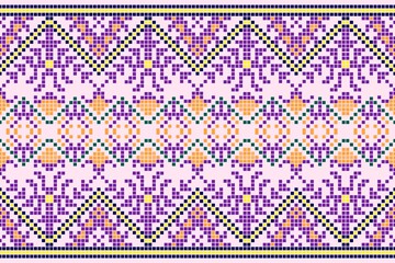 Traditional Ethnic Geometric Pixel Embroidery Seamless Border Pattern Collection
