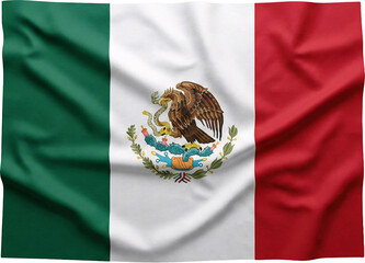 Naklejka premium Waving Mexican National Flag with Eagle Emblem