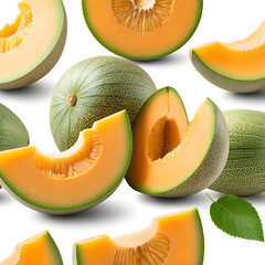 cantaloupe melon isolated on white background