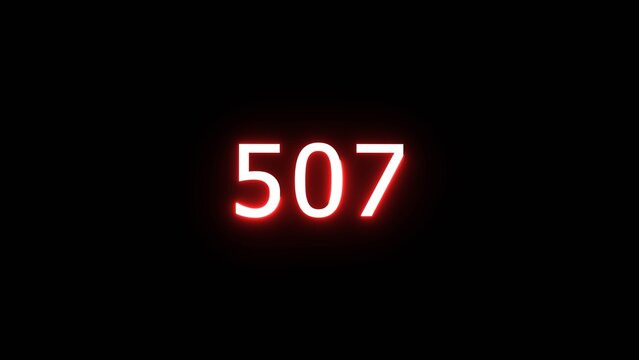 Glowing neon counting  number illustration. Counting neon number on black background.