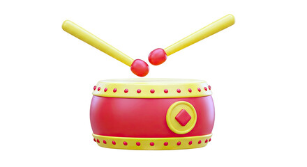 Red and Yellow Drum with Drumsticks