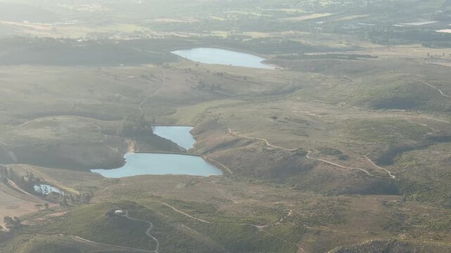 Lakes in Somerset West area as seen from the high Hottentots Holland Mountains in Grabouw near Cape Town, South Africa.