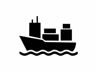 Obraz premium Cargo Ship Freight Vessel Icon for Logistics and Shipping
