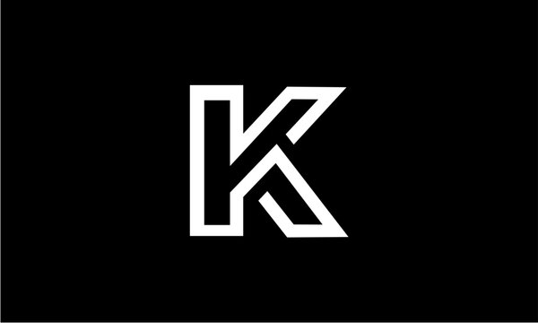 Modern and minimalist K letter logo design on a black background.