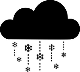 Winter Snowfall Cloud Silhouette Icon with Snowflake Details