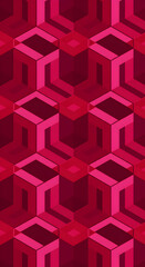 Crimson Hexagonal Geometric Abstract Pattern