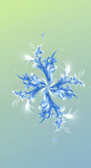 Ethereal Blue Floral Fractal on Soft Gradient Background, Delicate and Dreamlike