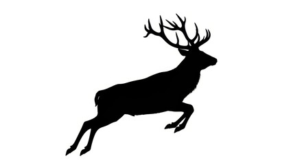 Obraz premium Majestic Stag Silhouette Leaping, Wildlife Symbol