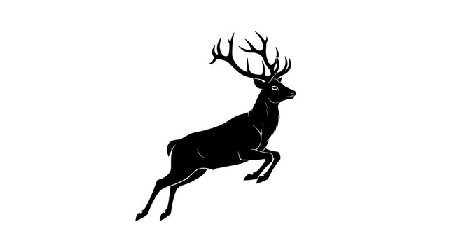 Majestic Stag Leaping Silhouette - Wildlife Icon