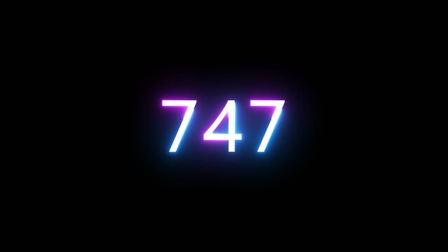 Glowing neon number.  Neon counting  number on black background. Neon countdown number illustration. 