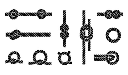 Nautical rope knot silhouettes vector collection © RUBINA
