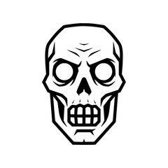 Obraz premium Minimalist human skull vector illustration in bold black