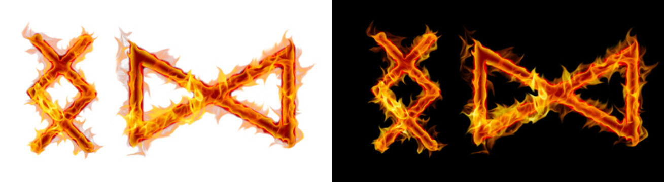 PNG image of&nbsp;Fiery magical rune symbols burning intensely with bright orange and yellow flames on transparent background
