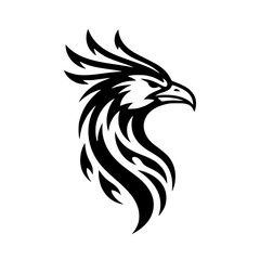 Vector illustration of an eagle or phoenix head with sharp masculine lines.
