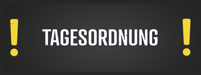 Tagesordnung (agenda) - A blackboard illustration with white text. © lhphotos