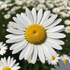 Fototapeta premium Close-up of a daisy in a field of daisies.