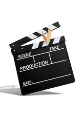 Naklejka premium Close-up of a film slate used in movie production.