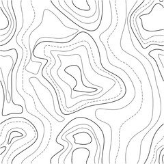 Seamless Topographic Contour Line Pattern in Black and White Minimal Modern Style for Background, Wallpaper, Textile, and Graphic Design Projects